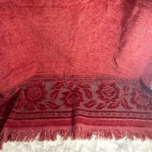 2 for $30 Vintage Red Floral bordered towel